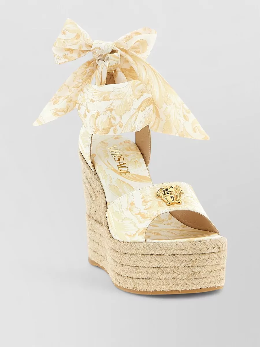 Versace Leather Wedge Espadrilles