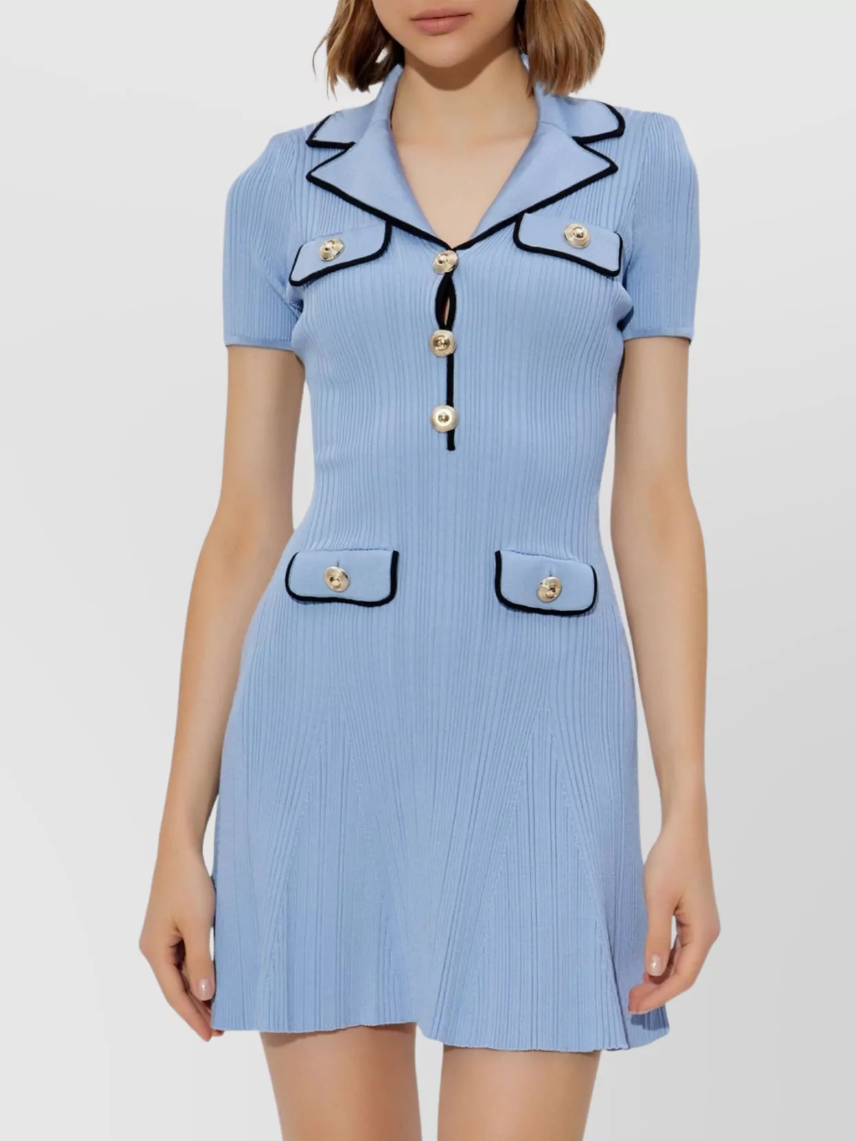 Self-Portrait Knit Mini Dress Button Detailing