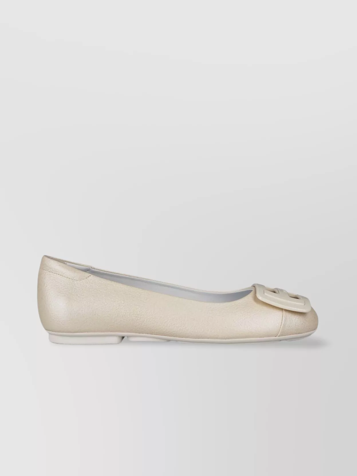 Hogan Round Toe Textured Finish Ballerina Shoes In Grey