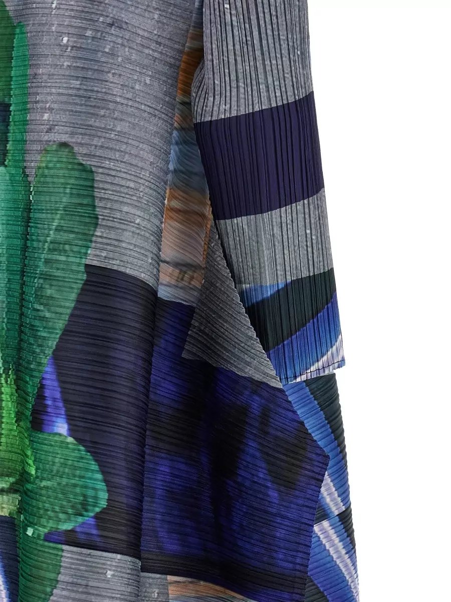 Pleats Please Issey Miyake City Collage Dress Asymmetric Striped Texture