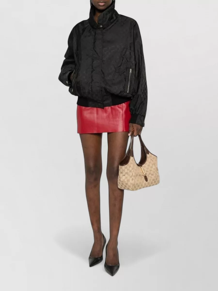 Gucci Monogram Nylon High-Neck Single-Breasted Coat