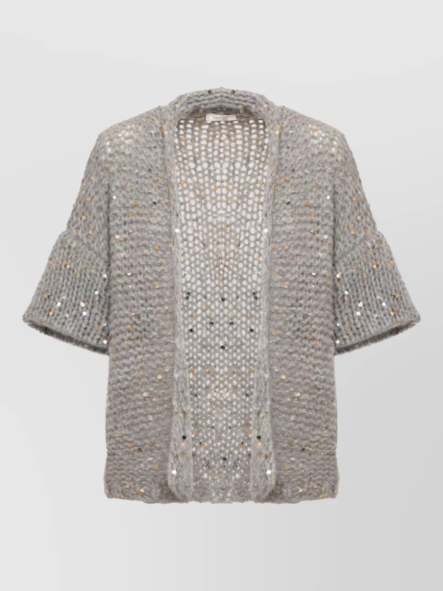 Panicale sequined knit short-sleeve cardigan
