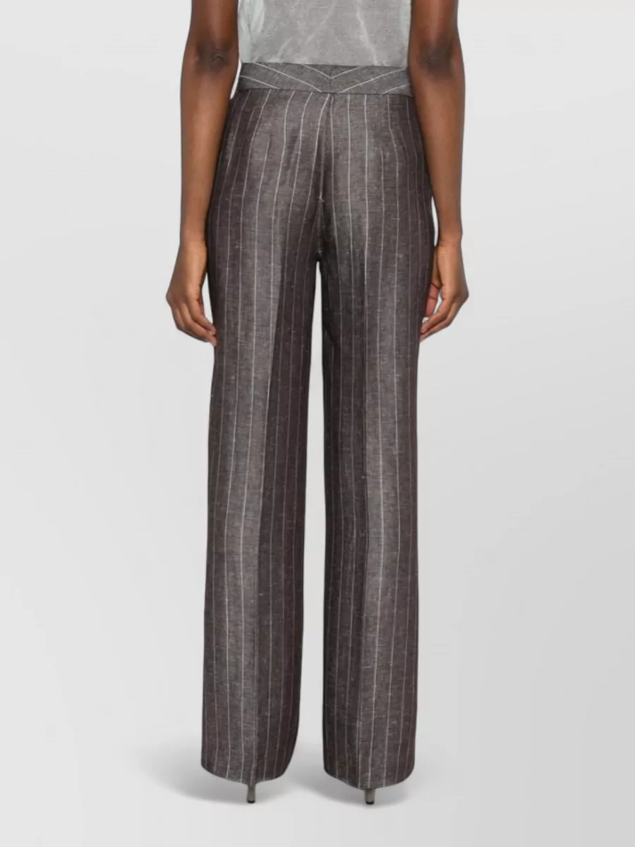 Via Masini 80 Pinstriped Wide-Leg Trousers