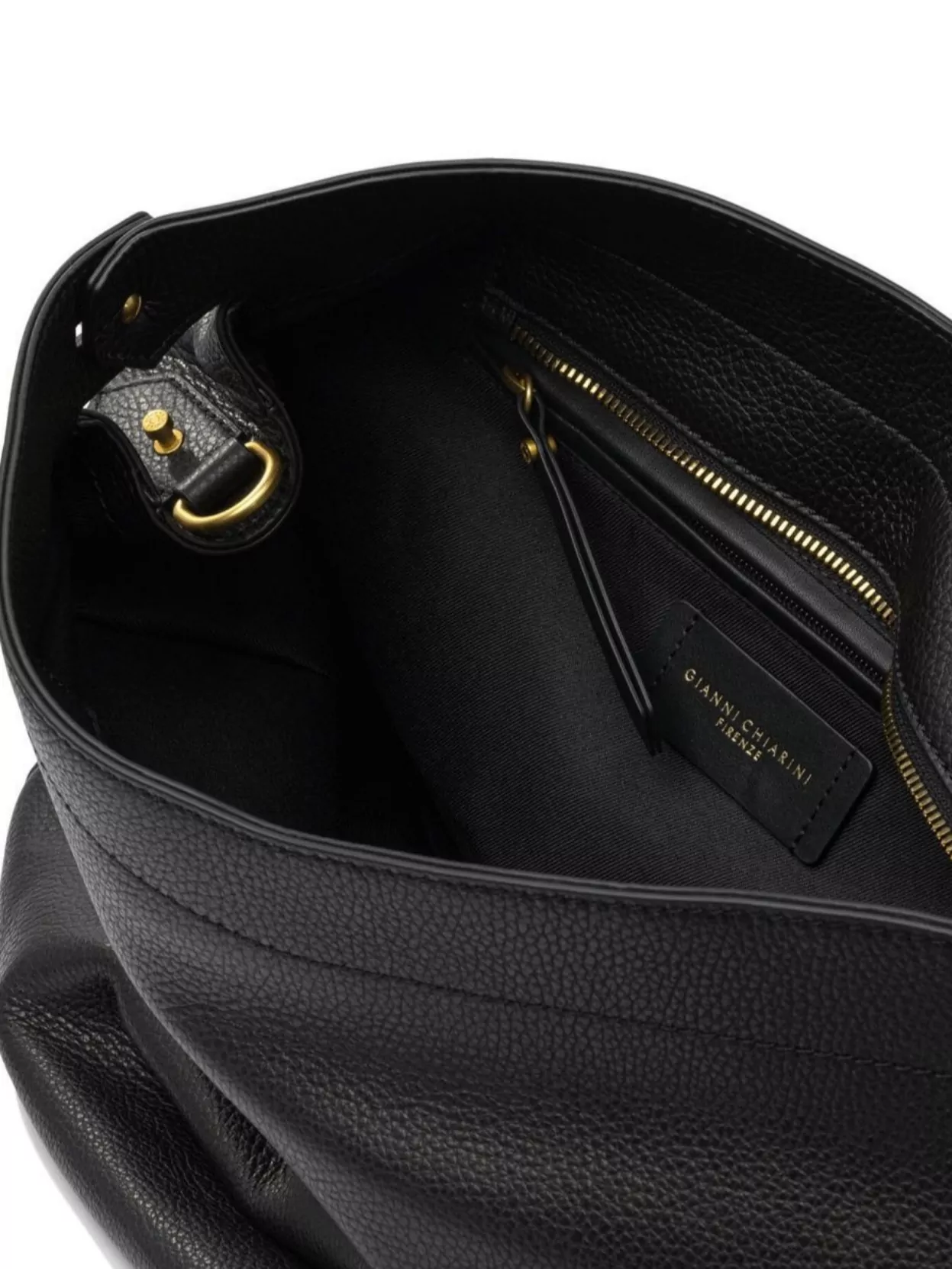 Gianni Chiarini Hardware Gold Pebbled Texture Shoulder Bag
