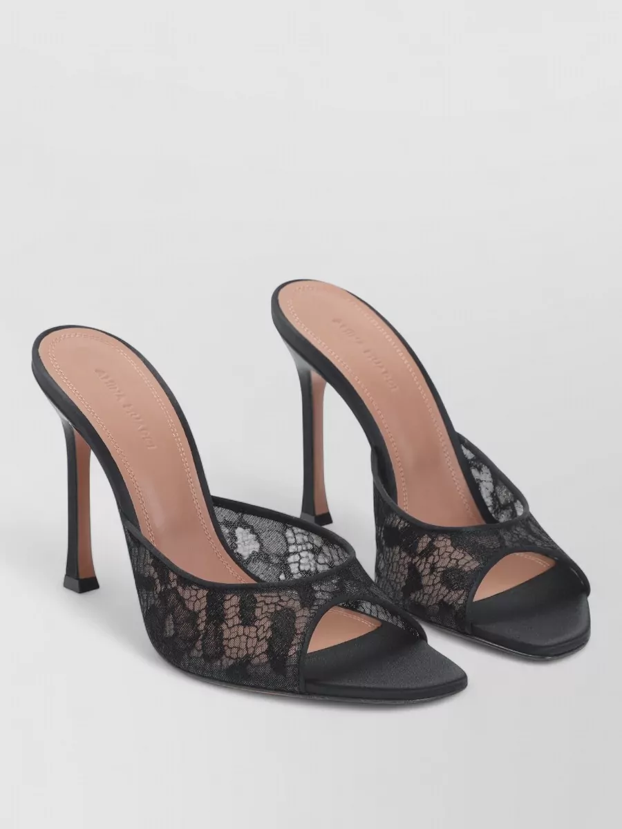 Amina Muaddi lace satin open-toe stiletto mules