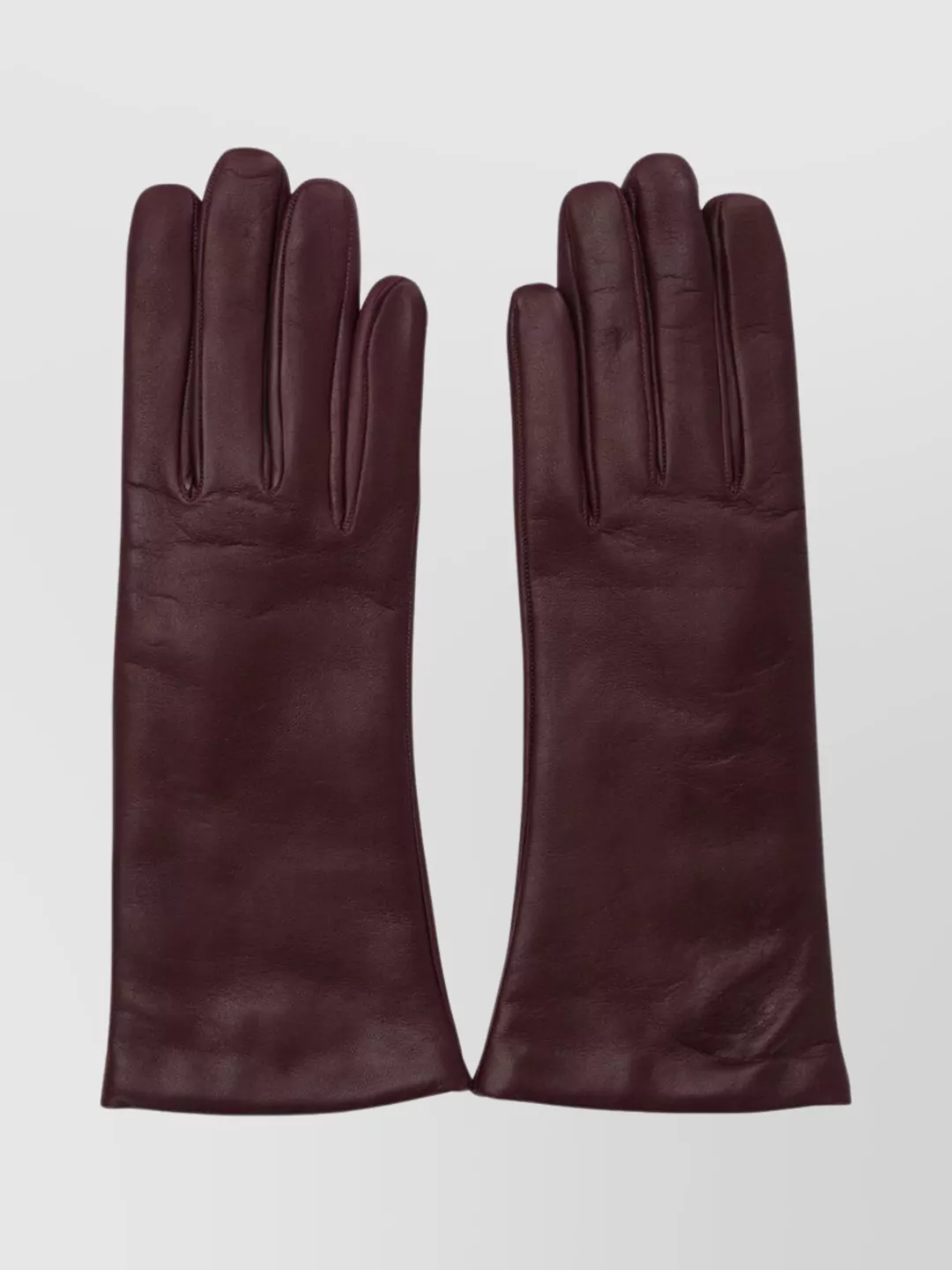 Restelli Full Finger Leather Cashmere Gloves With Smooth Texture In Red