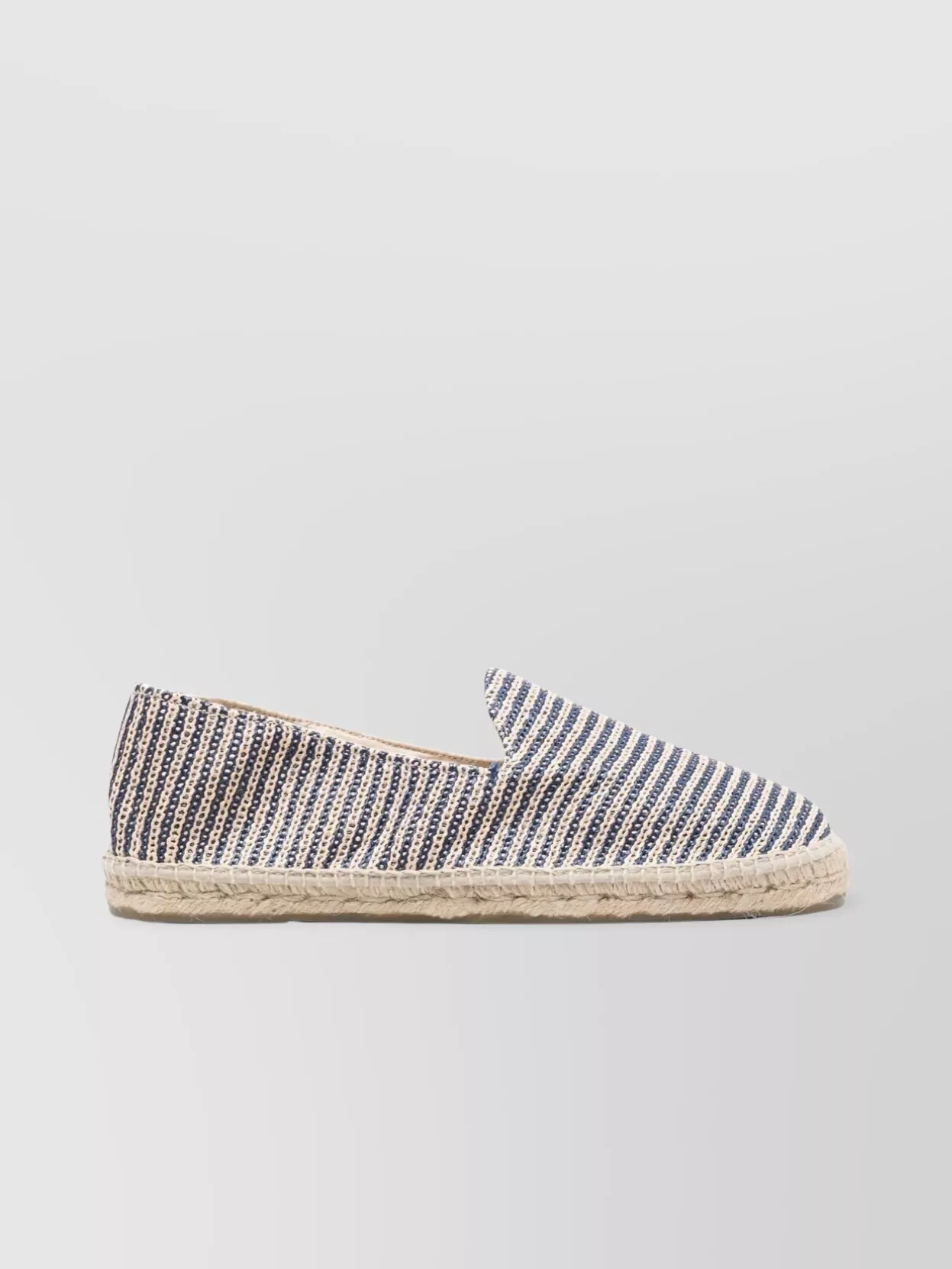 Manebi Woven Stripe Round Toe Flat Sole Espadrilles