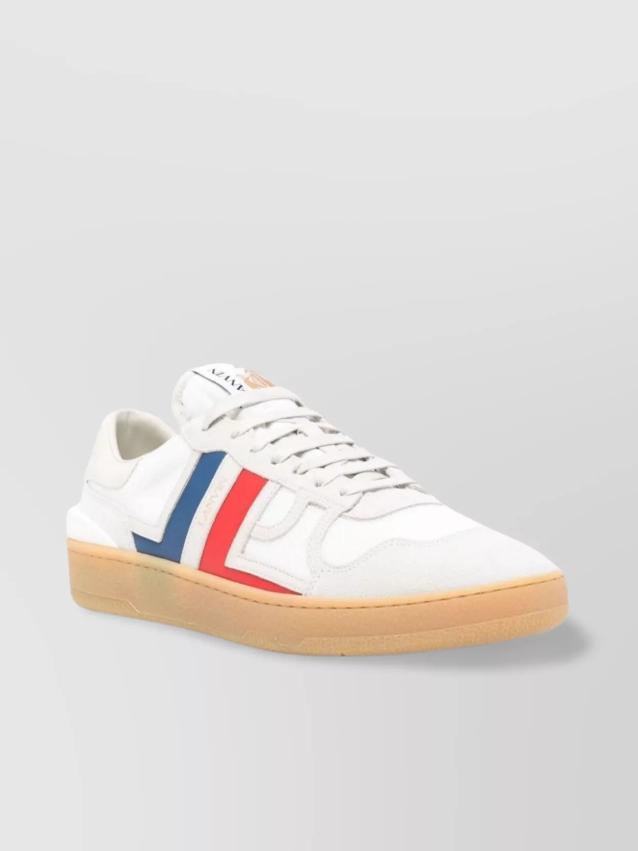 Shop Lanvin Rubber Sole Leather Mesh Panelled Suede Sneakers