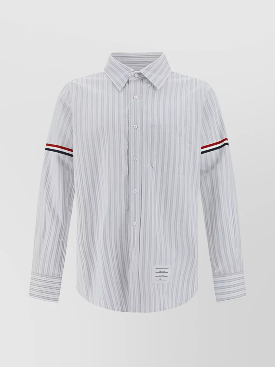 Shop Thom Browne Striped Shirt With Adjustable Cuffs