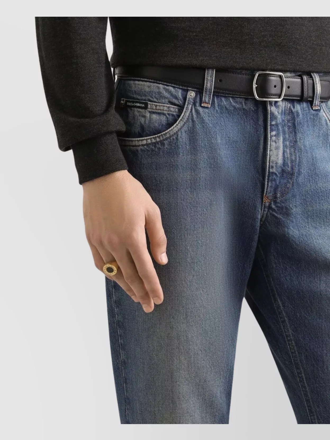 Dolce & Gabbana Distressed Faded Trousers Belt Loops In Gray