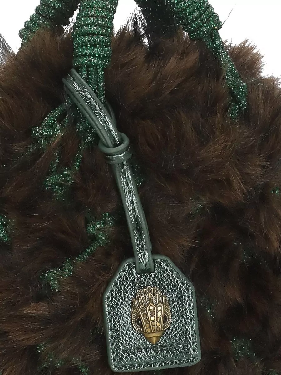 Kurt Geiger Strass Fur Shoulder Bag Dual Handles Charm