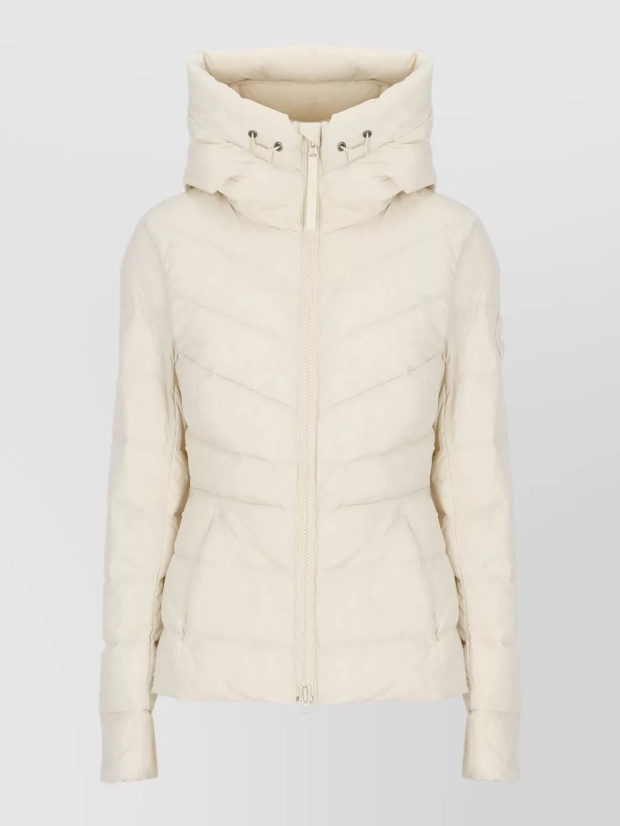 Canada Goose Short Hooded Down Jacket High Neck In Neutral
