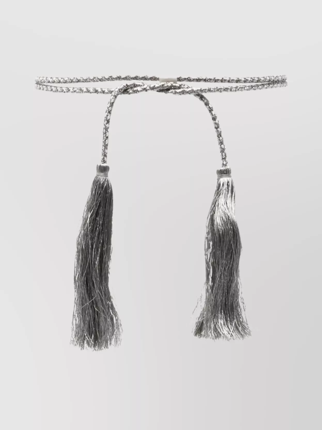Forte Forte Braided Belt With Heart Charm And Tassels In Gray