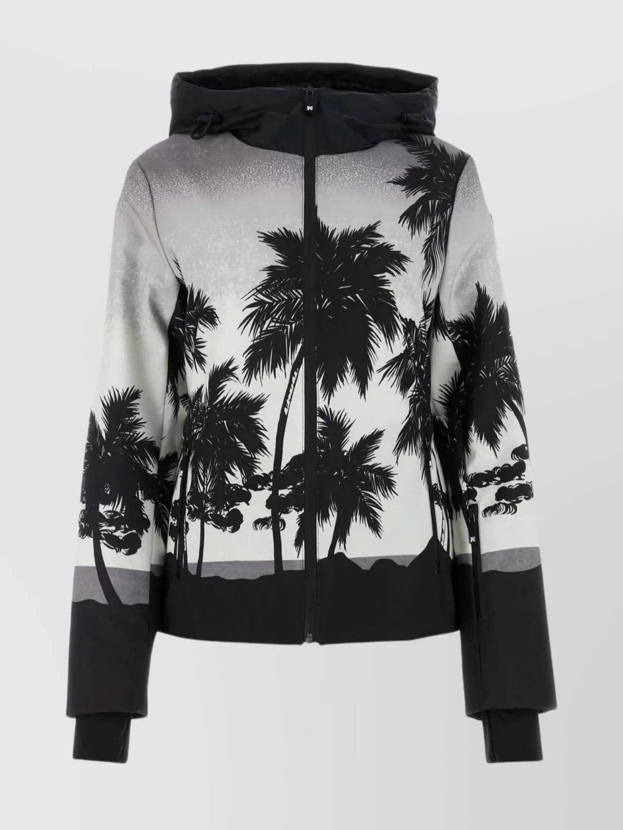 Shop Palm Angels Palm Print Hooded Ski Jacket
