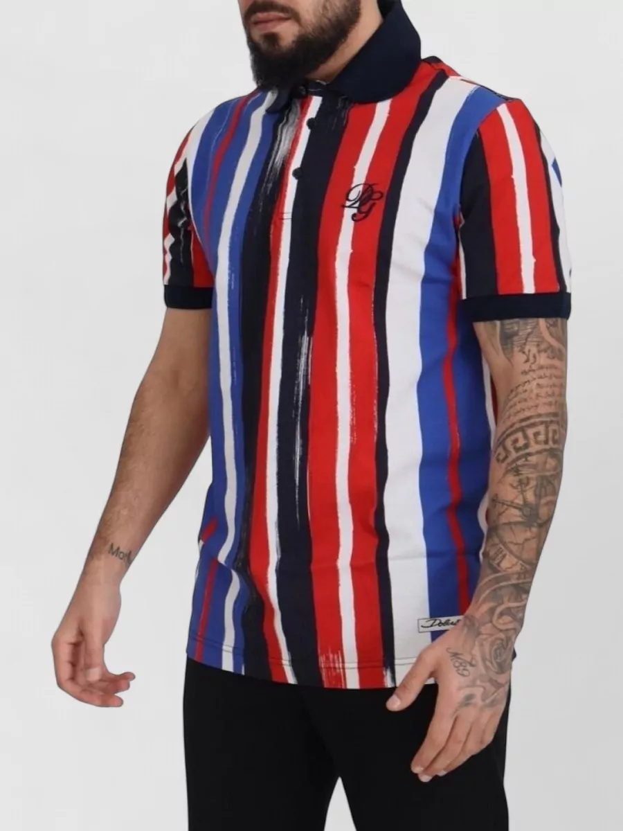 Dolce&Gabbana Striped Cotton Short-Sleeve Polo Shirt