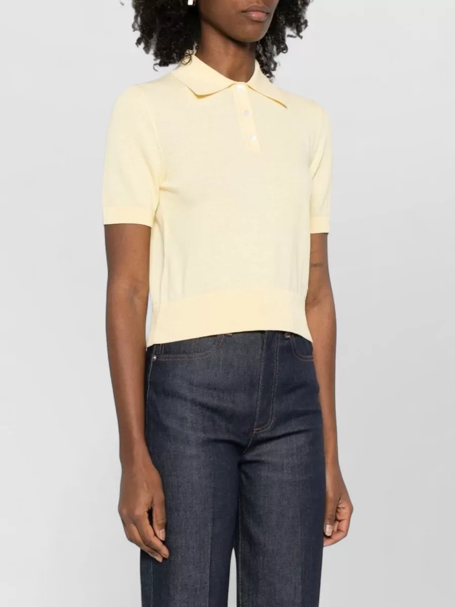 A.p.c. Polo Collar Top Silk And Nylon