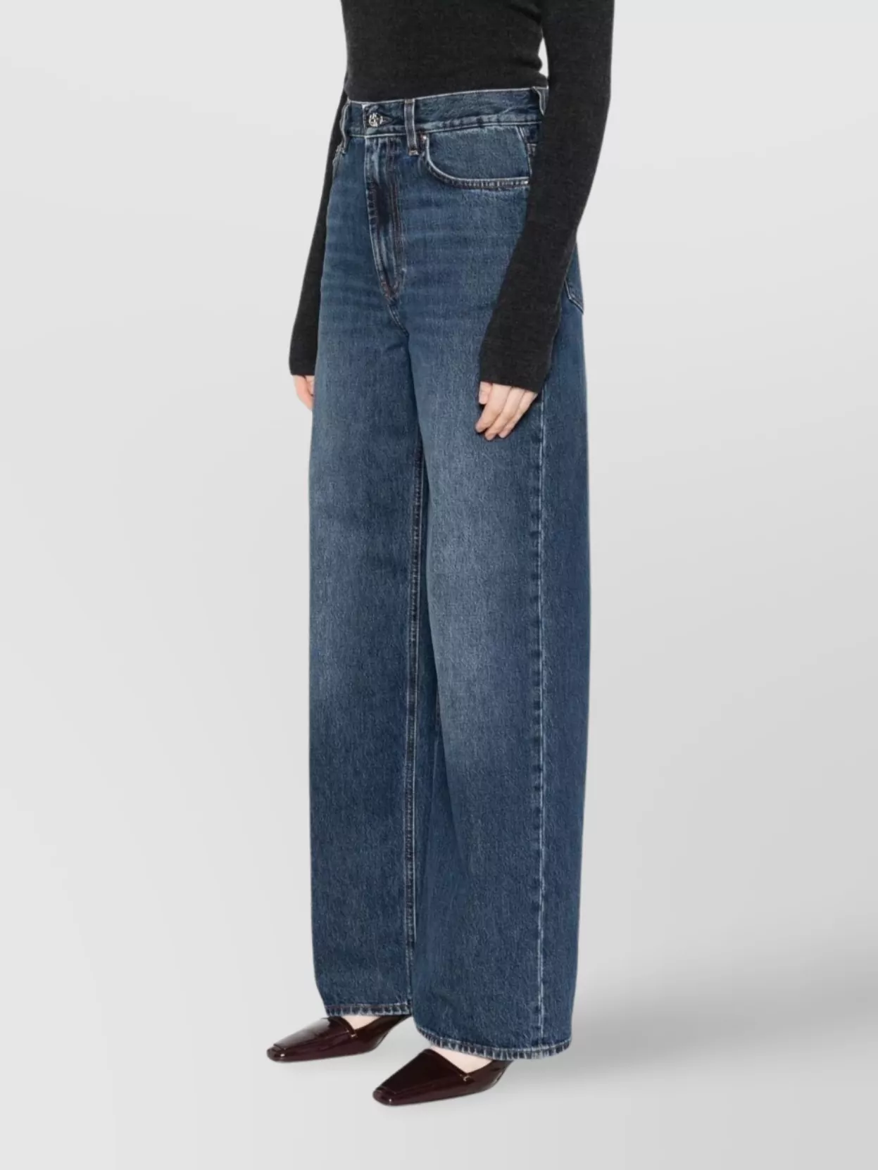 Totême High Waist Loose Leg Denim Trousers In Blue