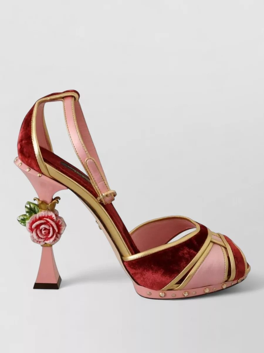Dolce&Gabbana Velvet Leather Ankle-Strap High-Heel Sandals