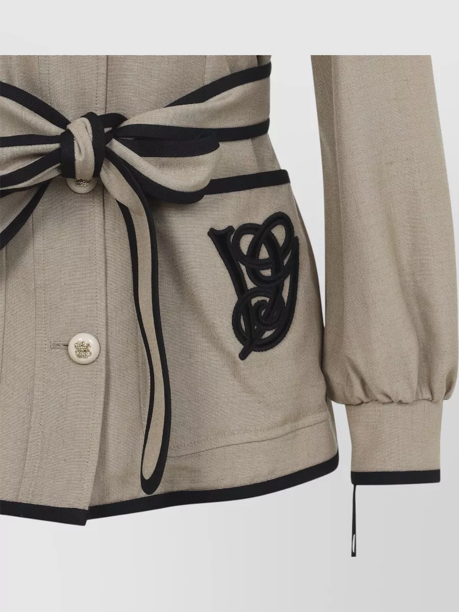 Valentino Embroidered Logo Belted Jacket