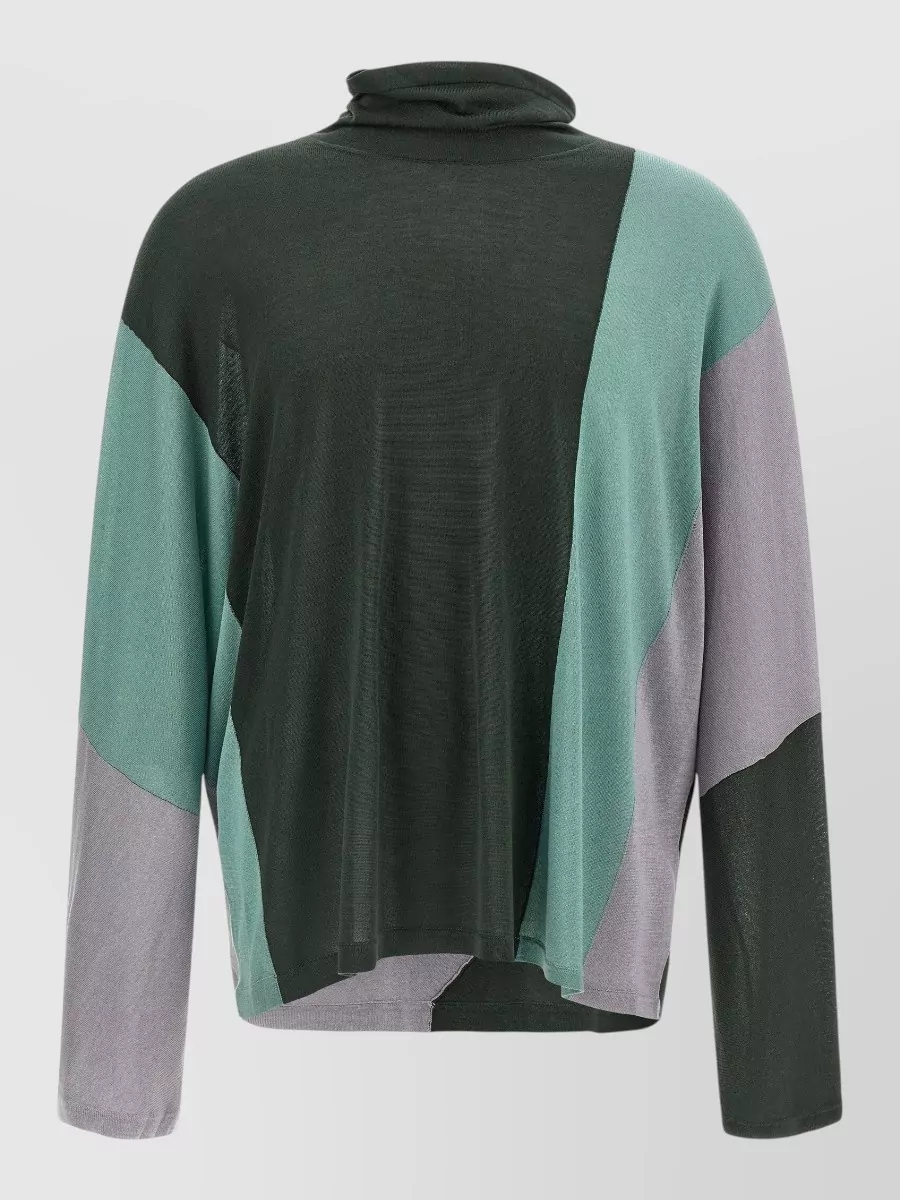 Kiko Kostadinov silk blend fine knit turtleneck asymmetric sweater