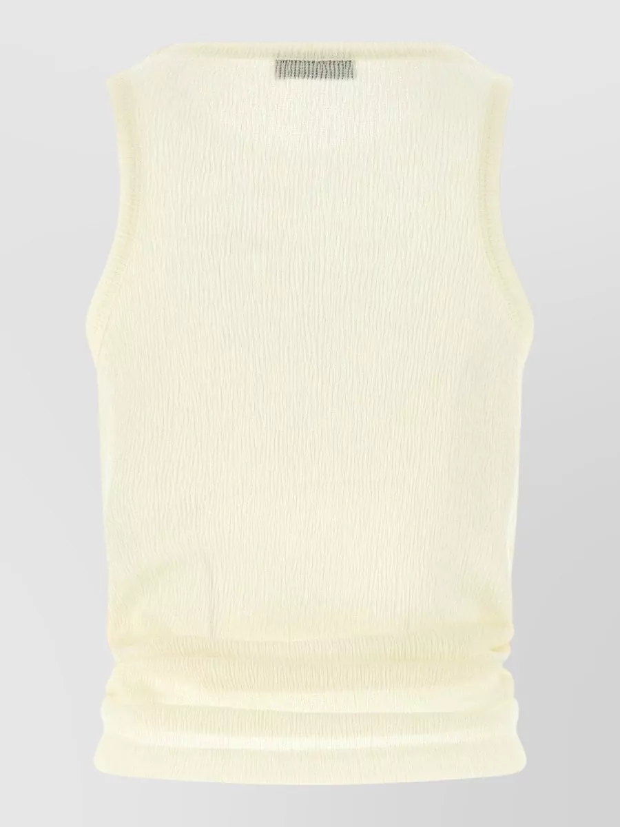 Magda Butrym Textured Crepe Knot-Front Sleeveless Tank Top