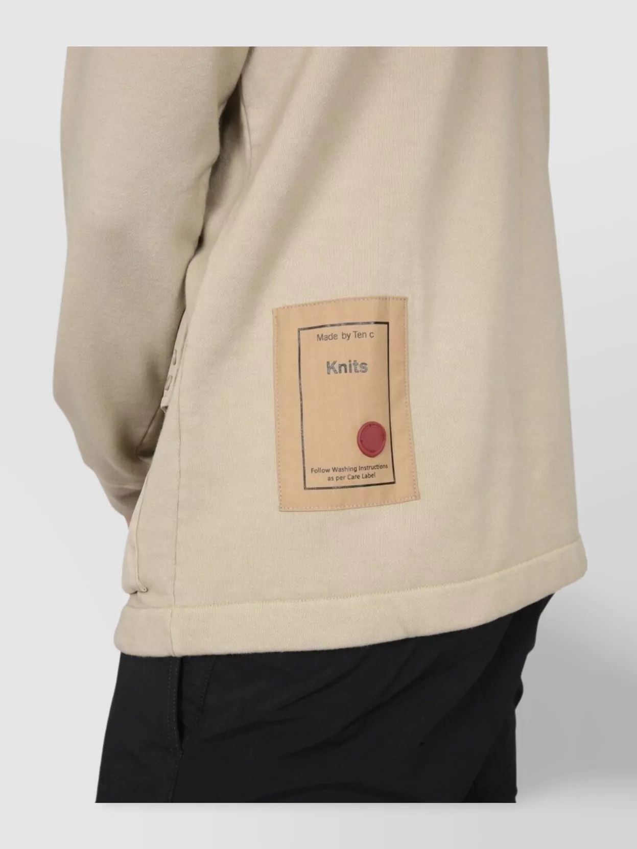 Ten C Crew Neck Cotton Sweatshirt With Patch Detail