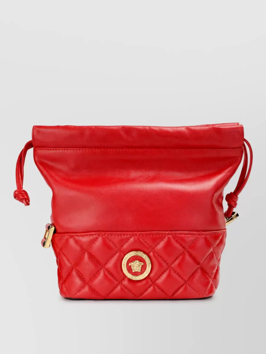 Versace virtus leather quilted shoulder bag