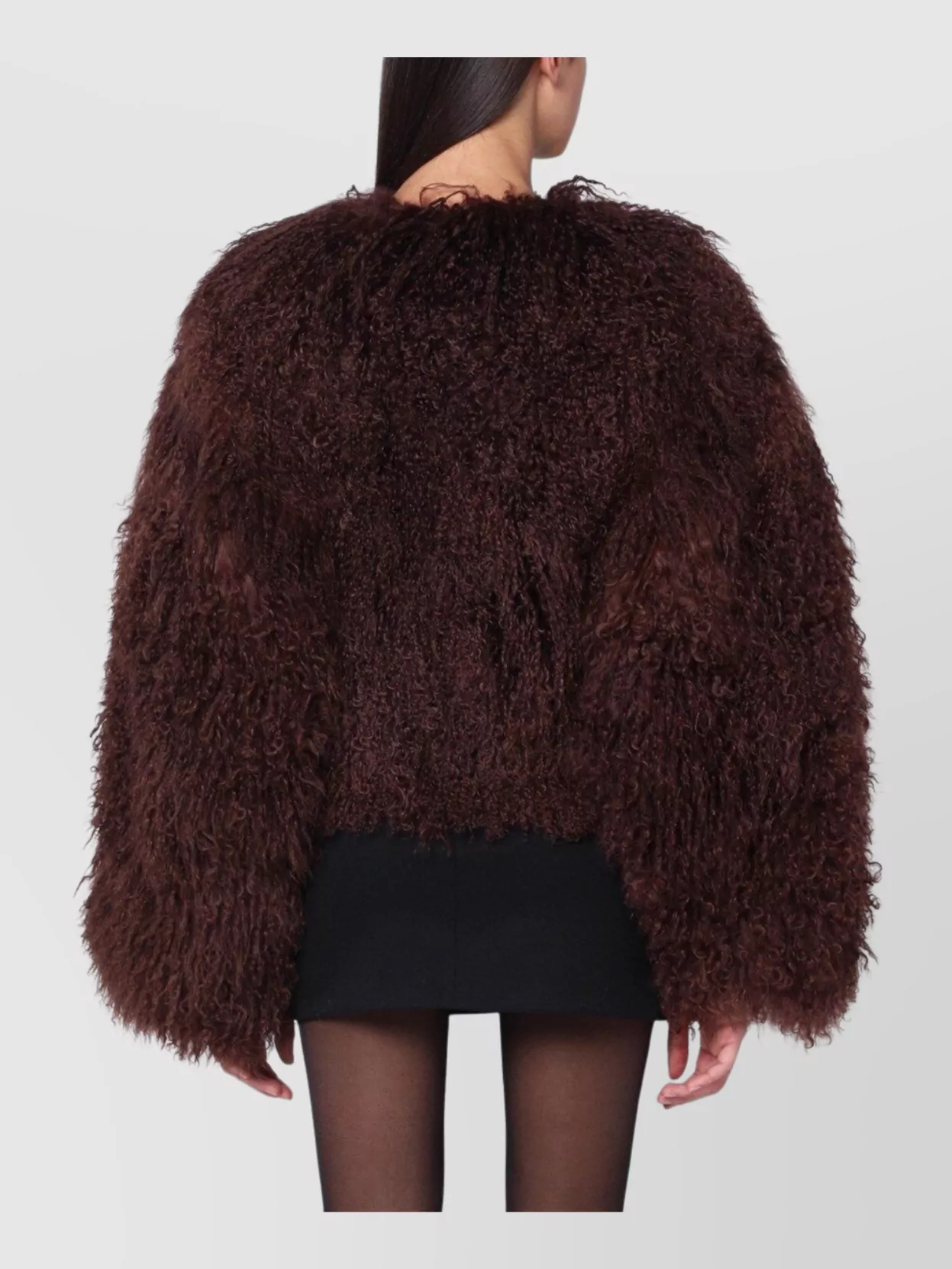 Halfboy Short Faux Fur Open Front Coat In Burgundy