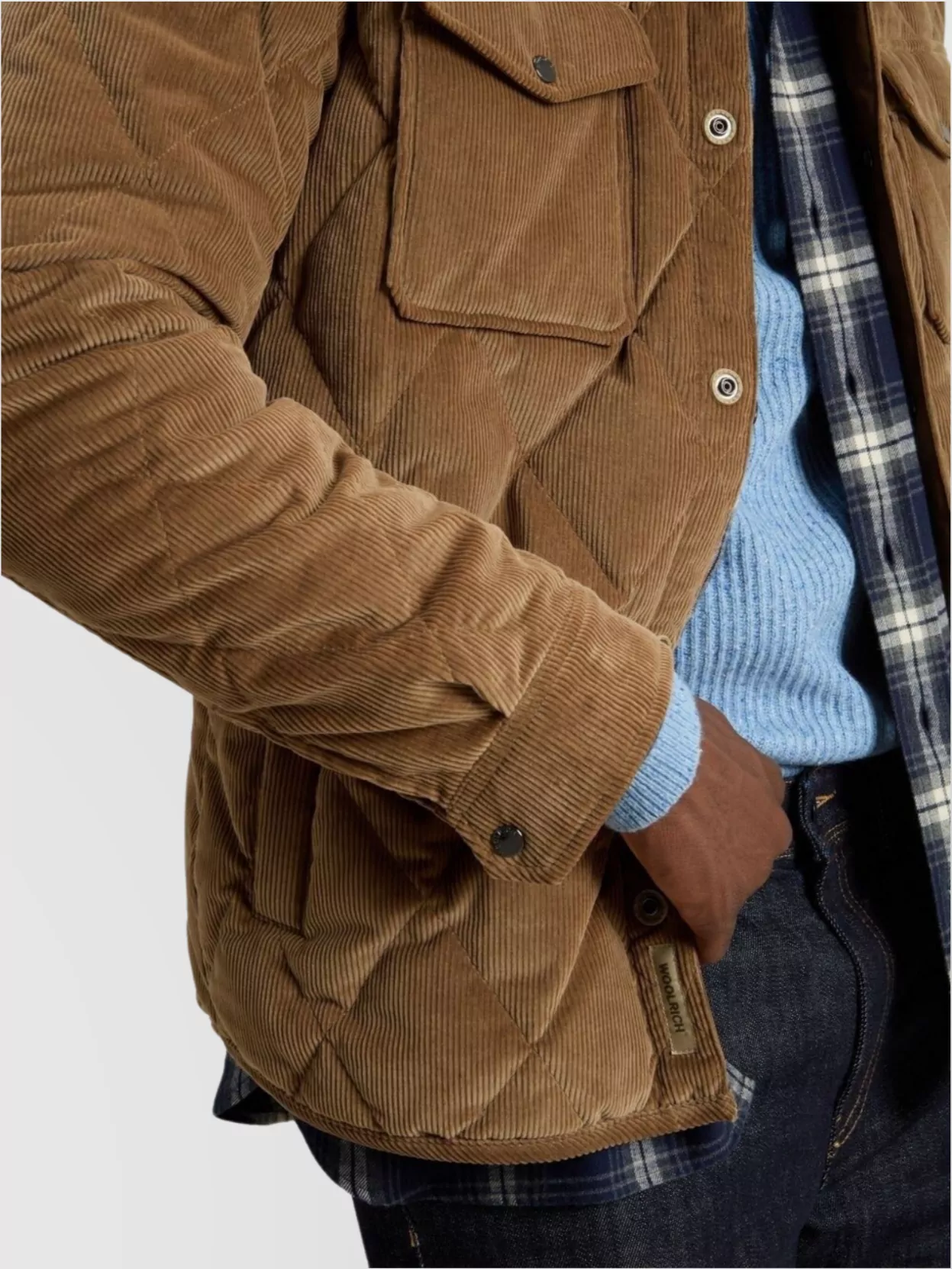 Woolrich Corduroy Quilted Chest Pockets Long Sleeves