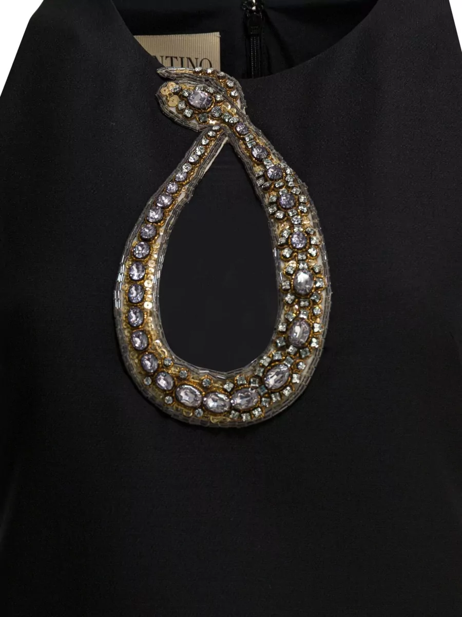 Valentino Wool Silk Embroidered Sleeveless Mini Dress
