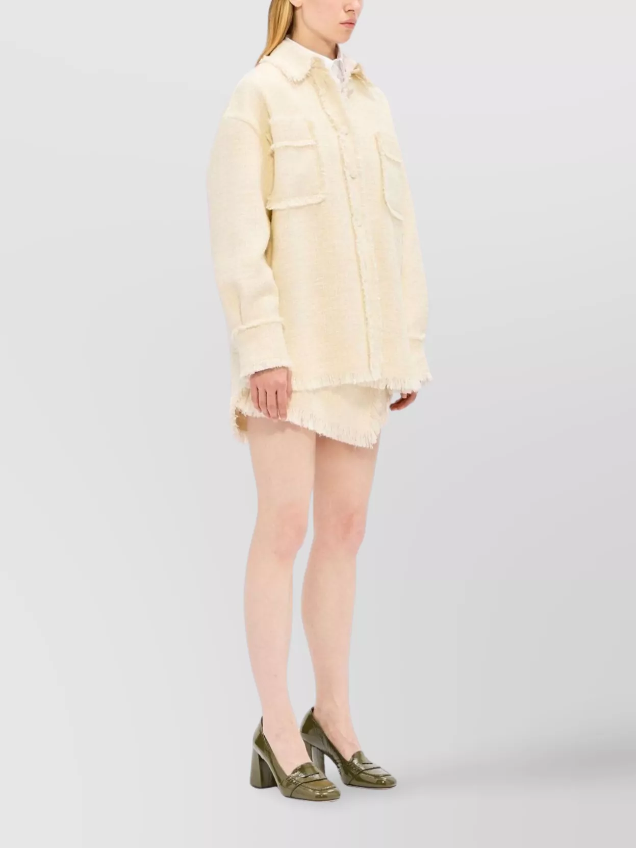 Msgm Wrap Design Shorts With Button Accent And Fringe