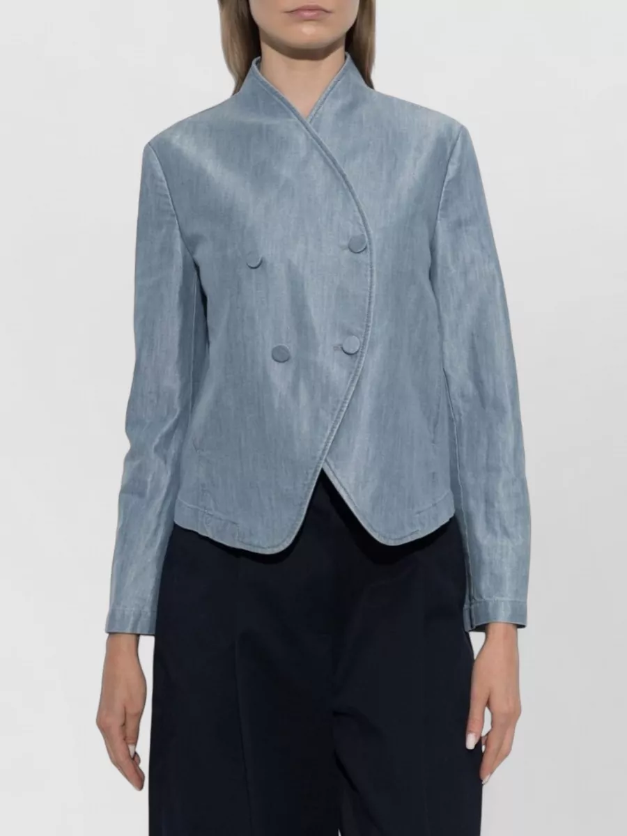 Emporio Armani Denim Wrap Double-Breasted Blazer Jacket