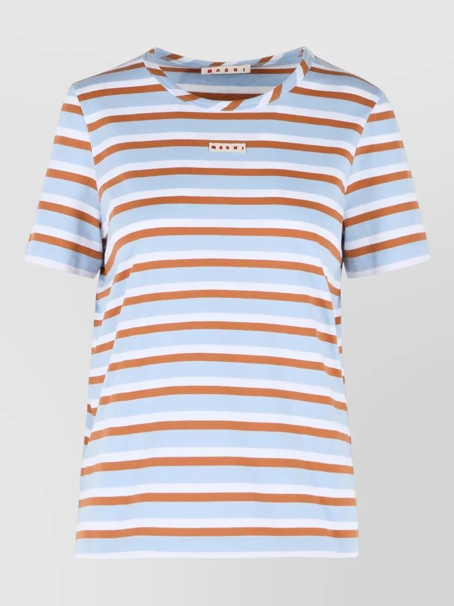 Marni striped cotton logo patch t-shirt