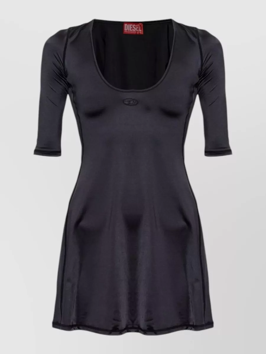 Diesel scoop neck three quarter sleeve flared mini dress