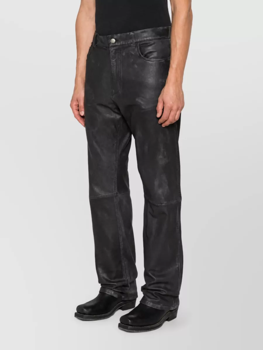 Haikure Leather Paneled Straight-Leg Trousers
