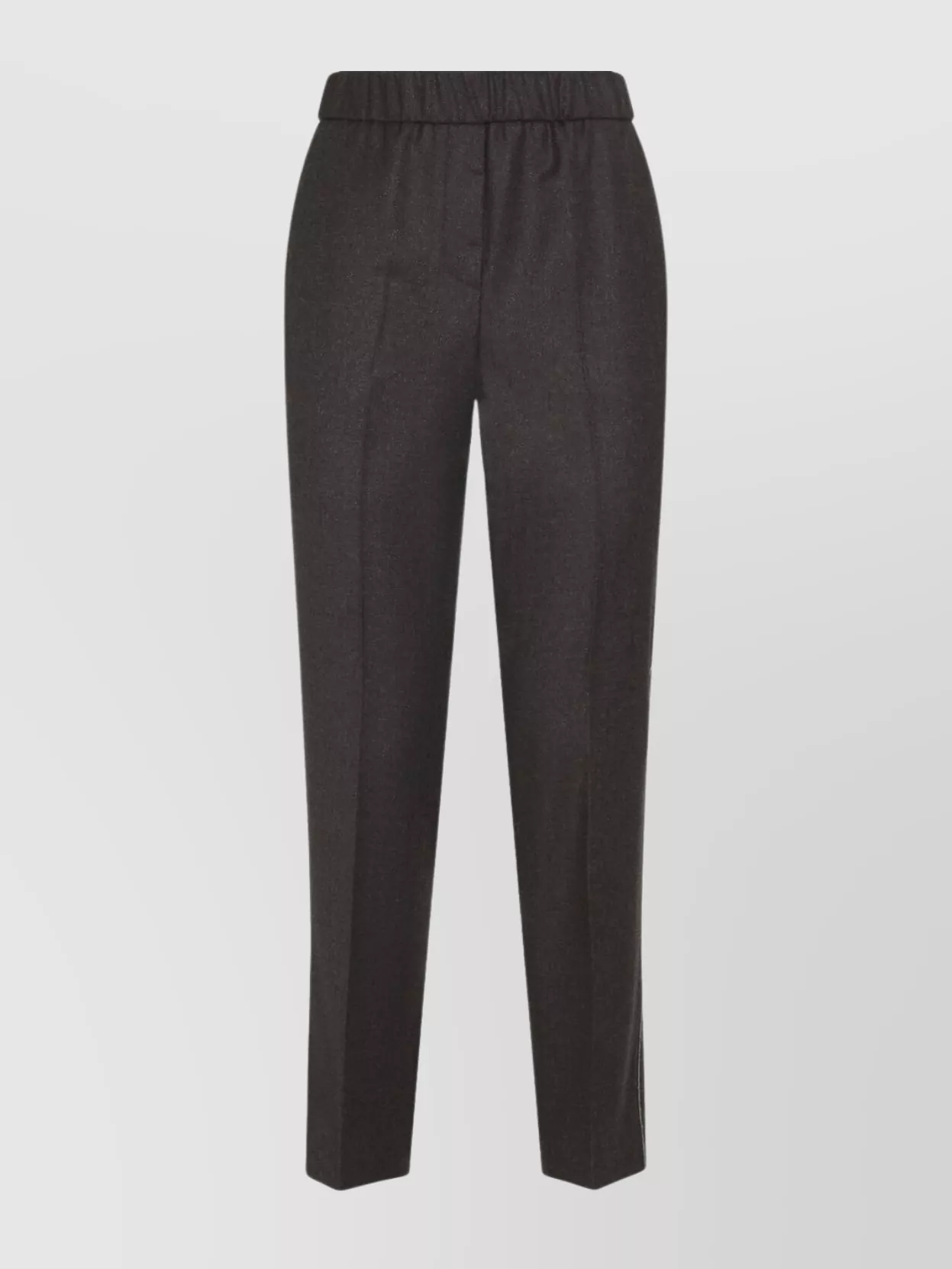 Peserico Straight-leg Brown Virgin Wool Pants With Lurex Details In Brown