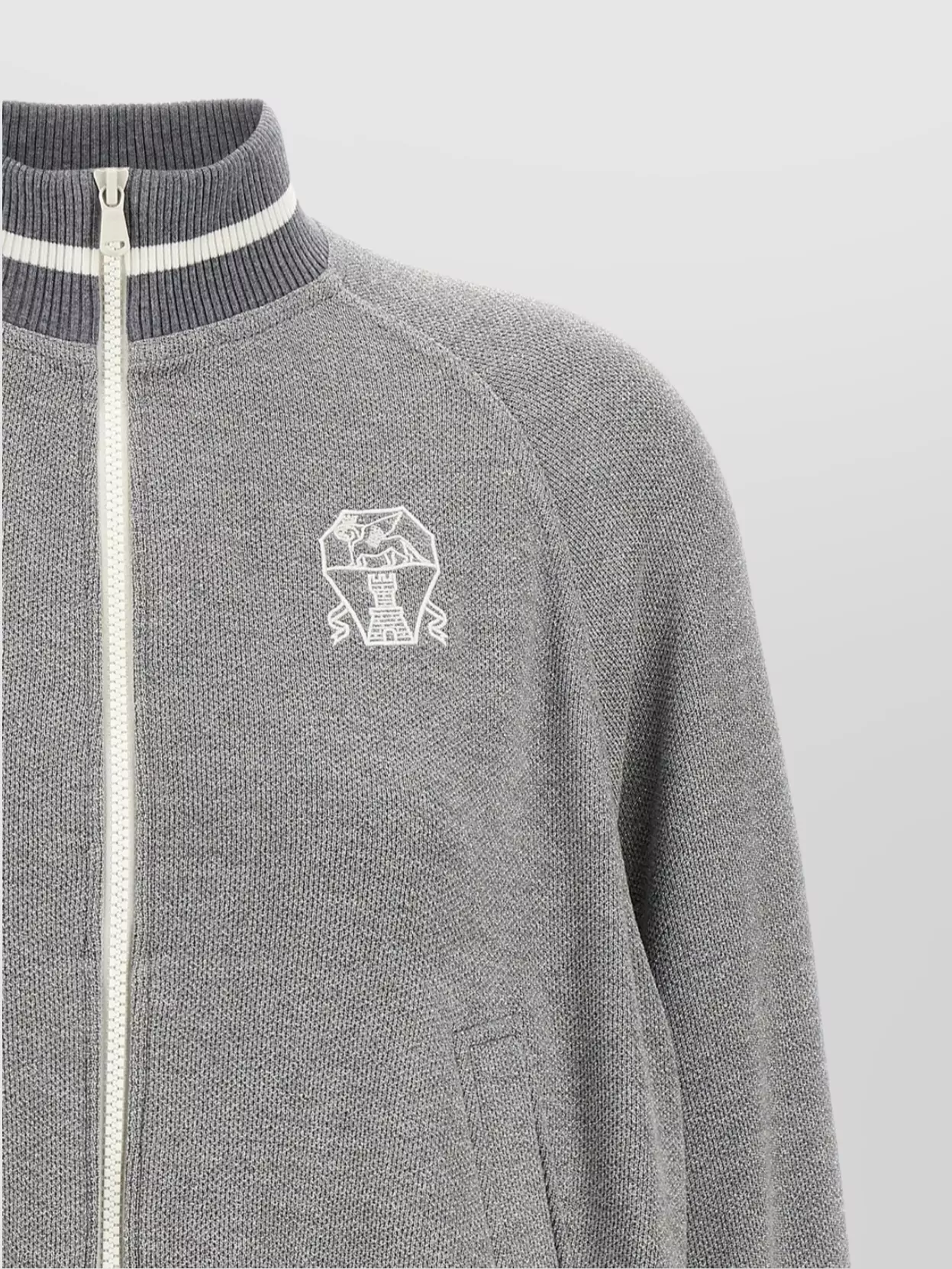 Brunello Cucinelli Women Logo Zipped Sweatshirt In Gray