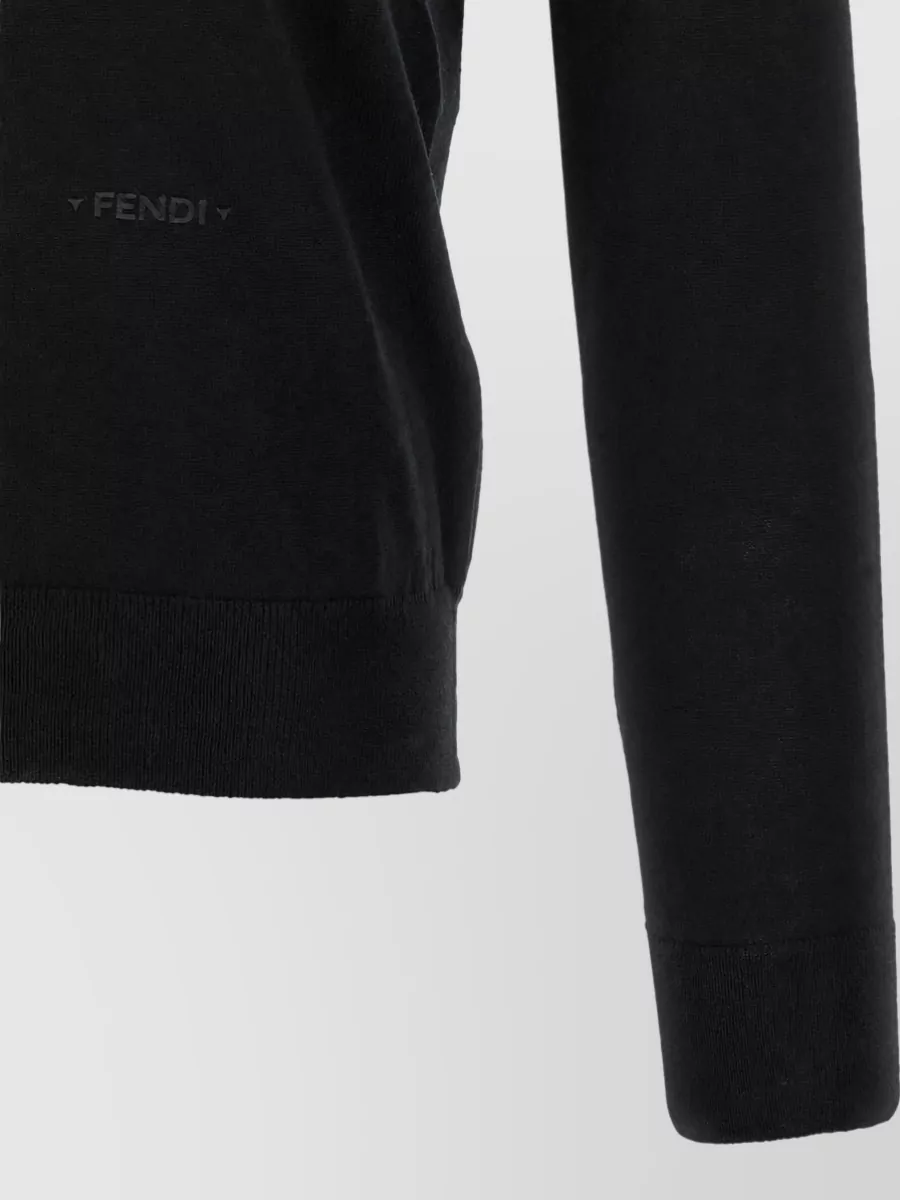 Fendi Virgin Wool Long-Sleeve Polo Sweater
