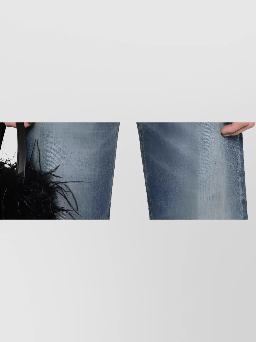 Haikure Mid Blue Trousers With Faded Effect