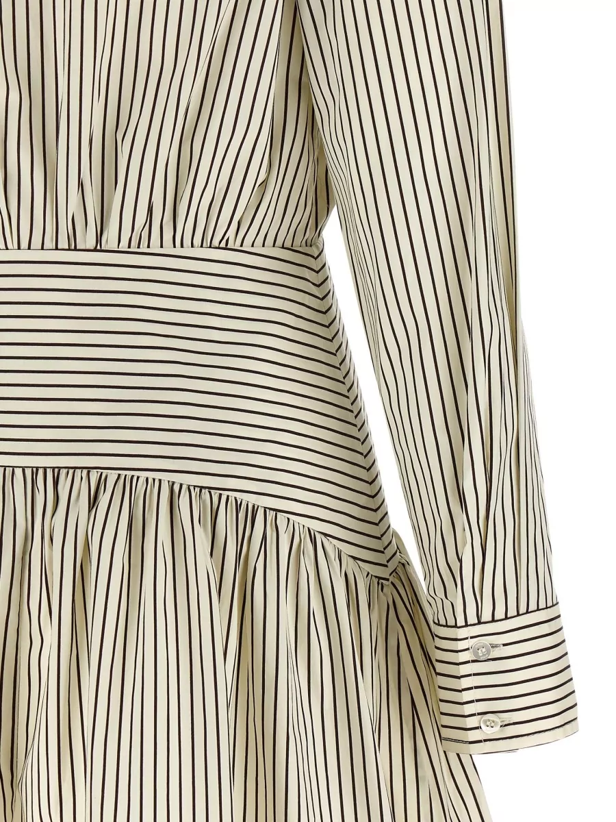 Staud Striped Cotton Poplin Shirt Mini Dress