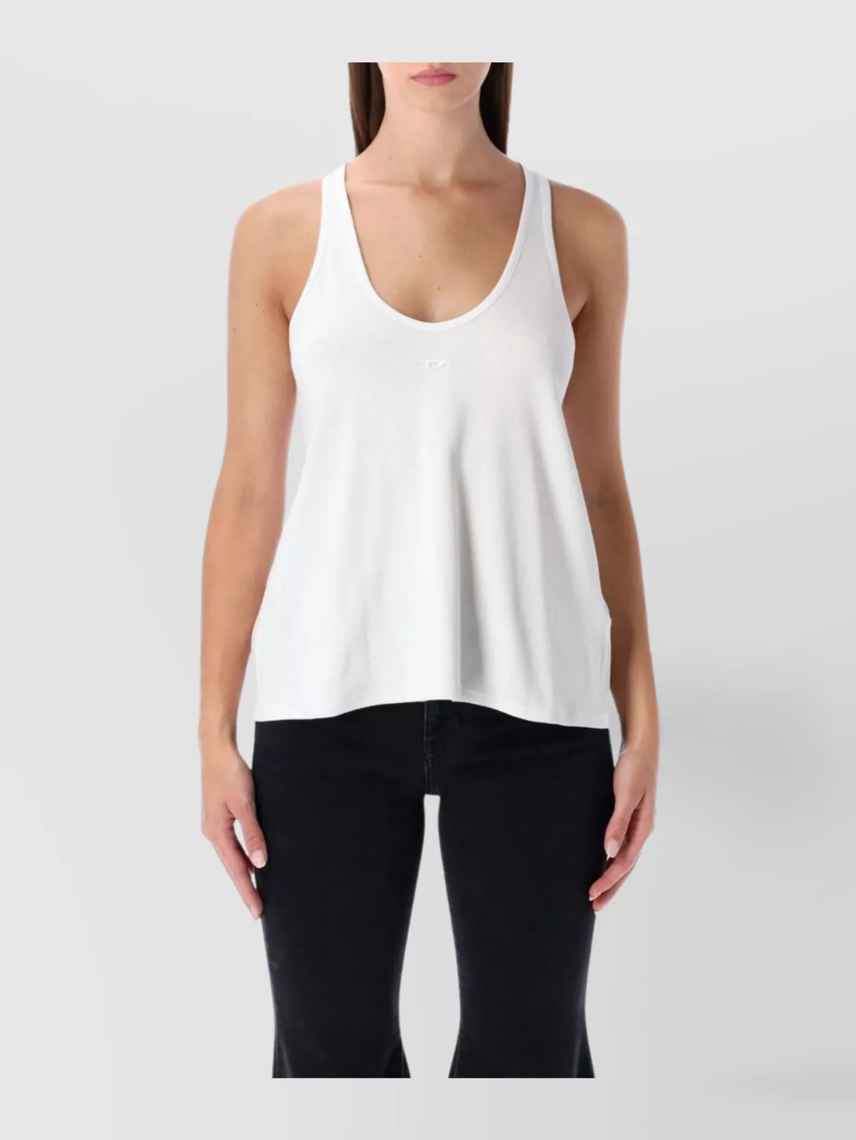 Diesel Organic Cotton Scoop Neck Tank Top In White