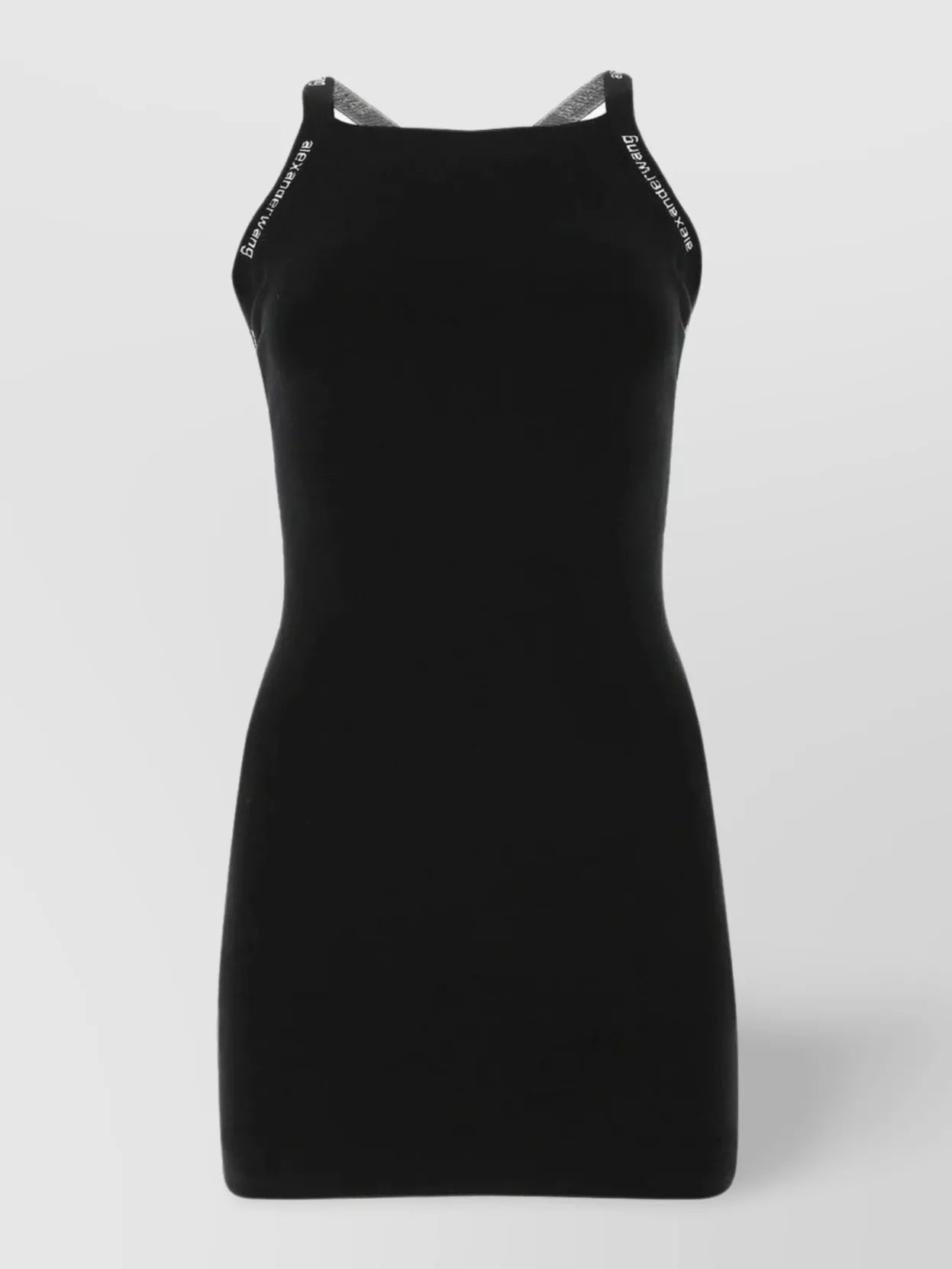 Shop Alexander Wang Mini Dress With Stretch Viscose Blend And Embellished Straps In Black