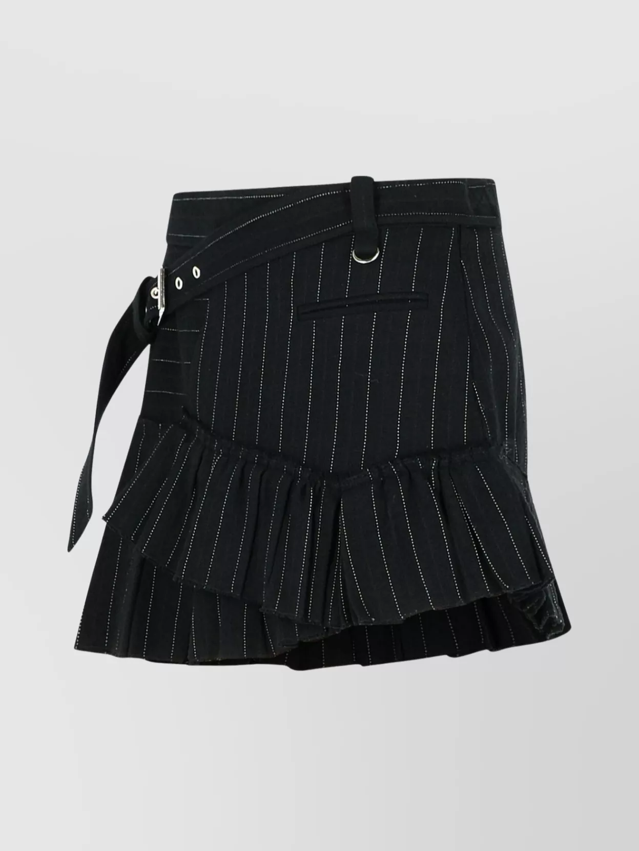 Isabel Marant Asymmetric Wool And Cotton Skirt With Belt In Black
