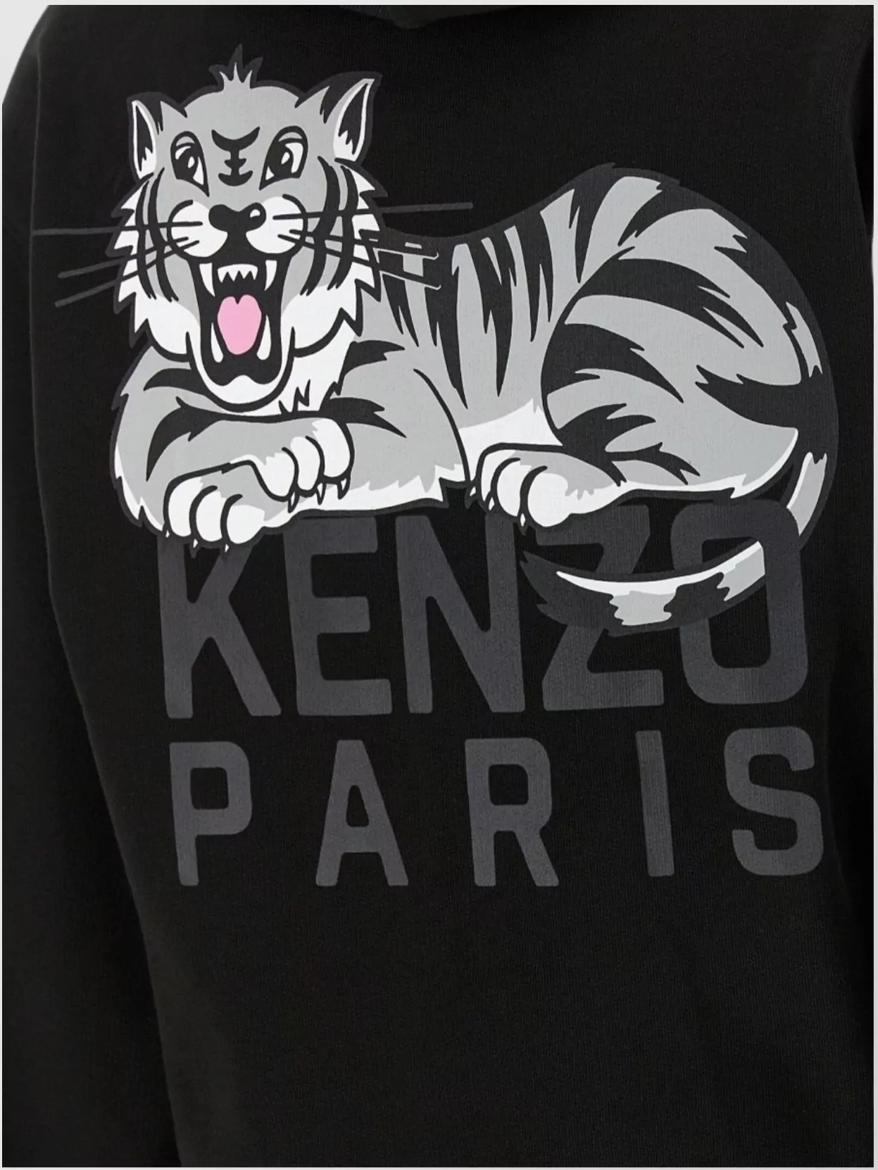 Kenzo Happy Tiger Zip Up Hoodie With Kangaroo Pocket In Black