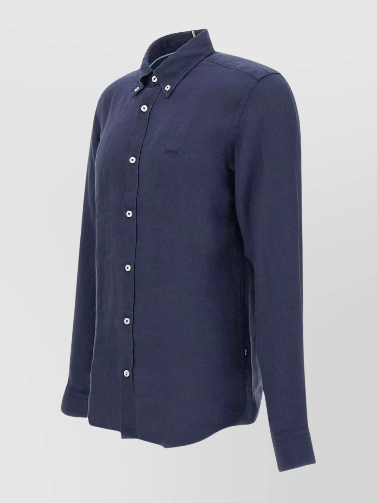Hugo Boss Boss Linen Button-down Shirt With Subtle Sheen In Blue