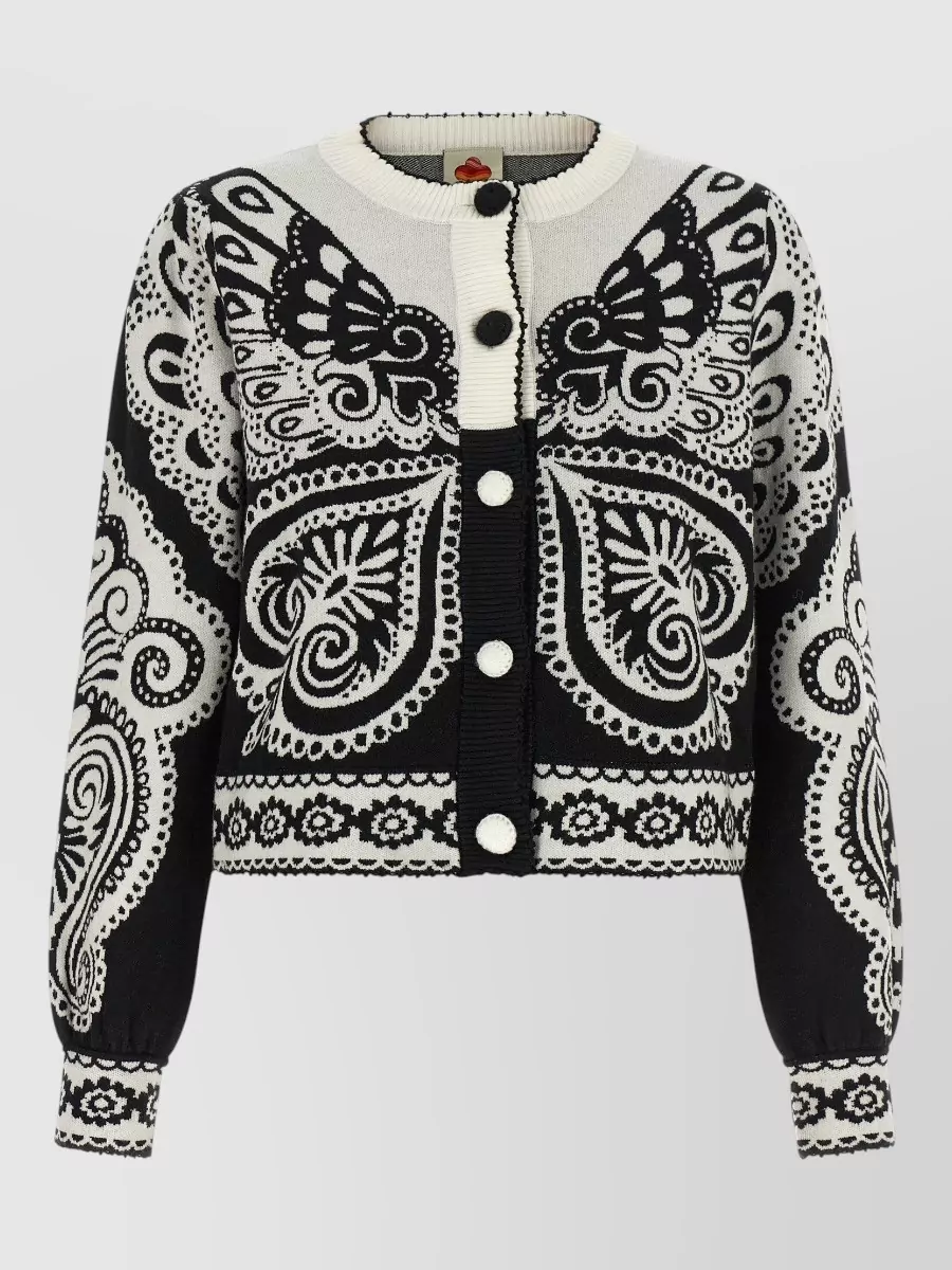 Farm Rio jacquard cropped cardigan