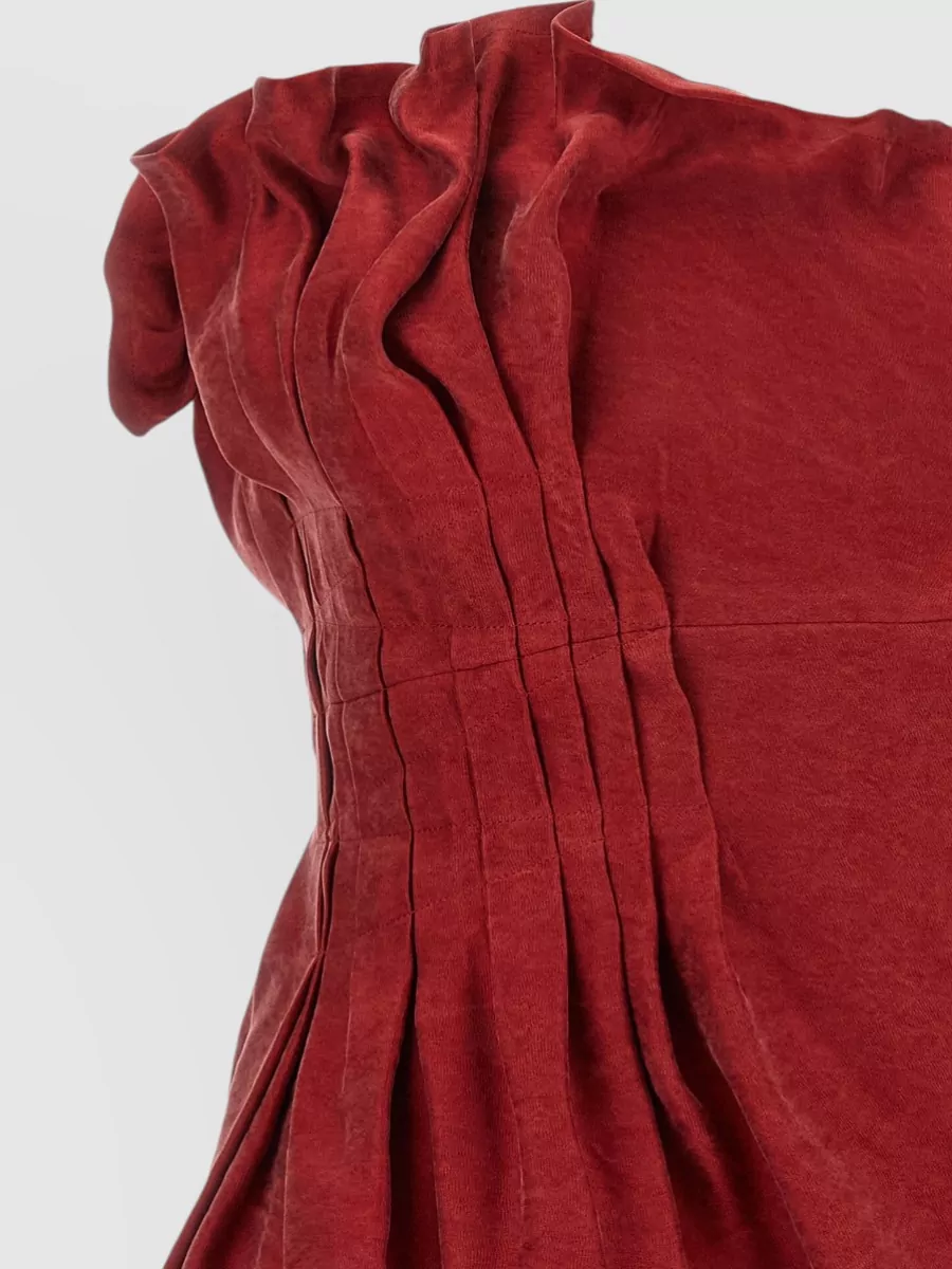 Magda Butrym Silk Asymmetric Pleated Mini Dress