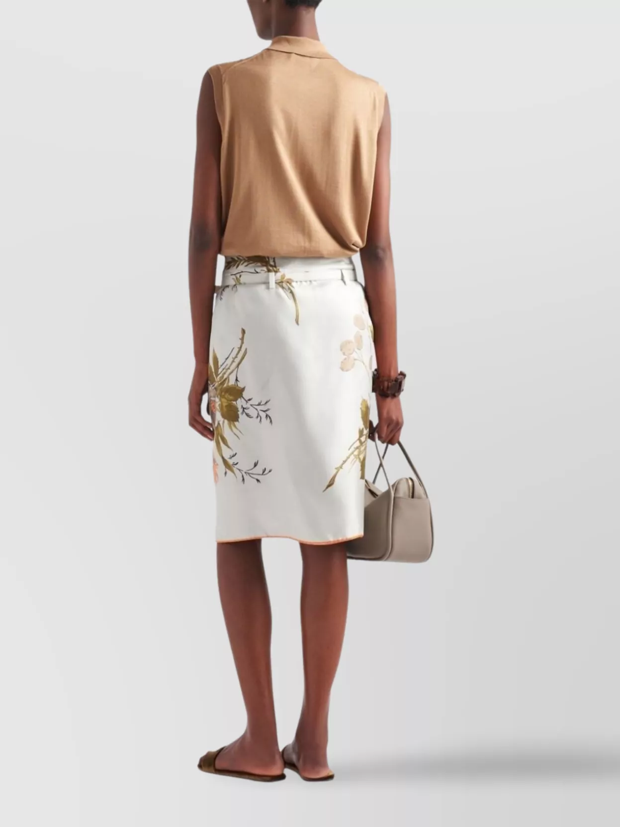 Prada Floral Print Silk Twill Skirt