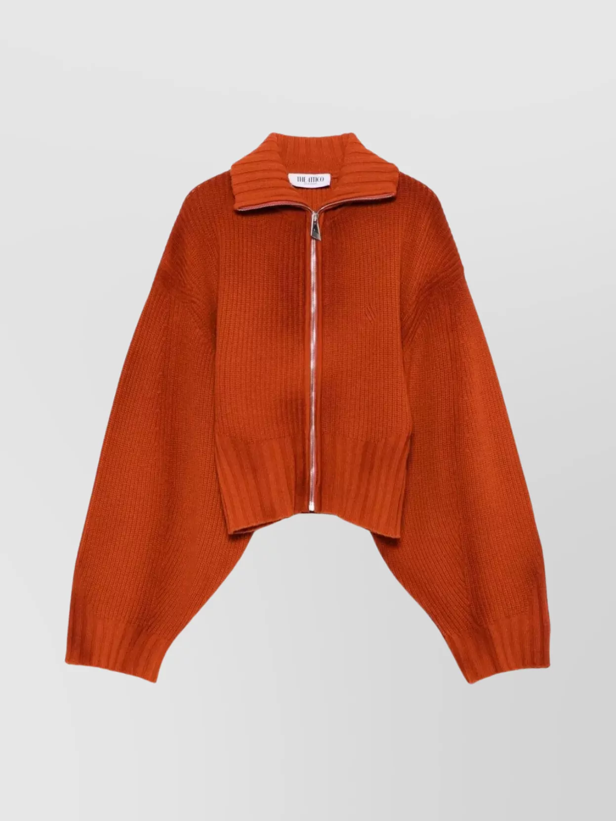 The Attico Cropped Knit Cardigan High Collar