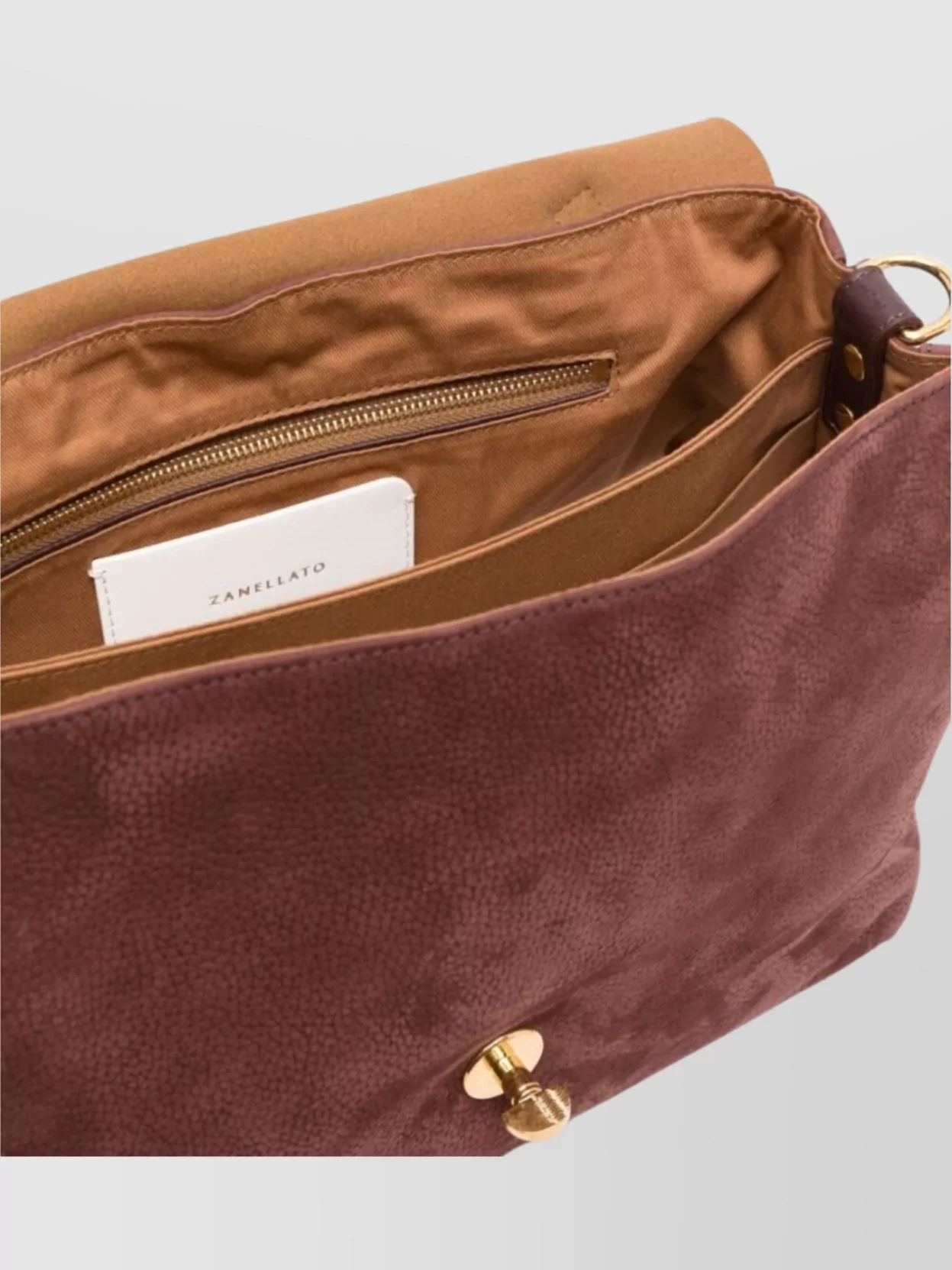 Zanellato Medium Suede Leather Handbag With Stud Embellishment